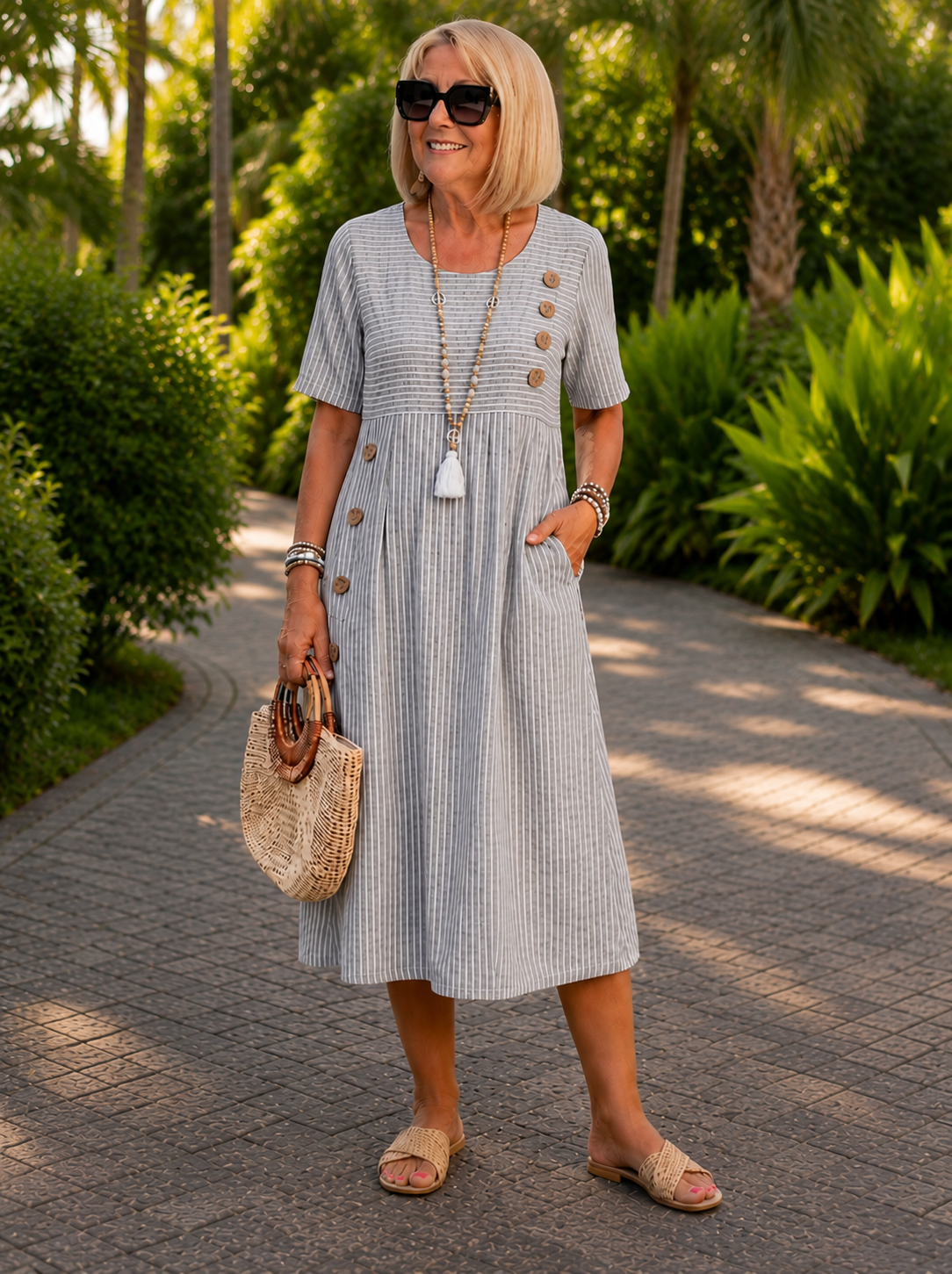 Julia | Vestido midi a rayas