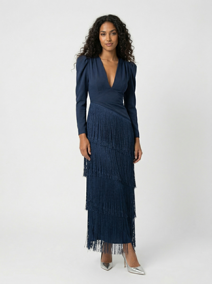Clara | Vestido elegante de flecos con mangas