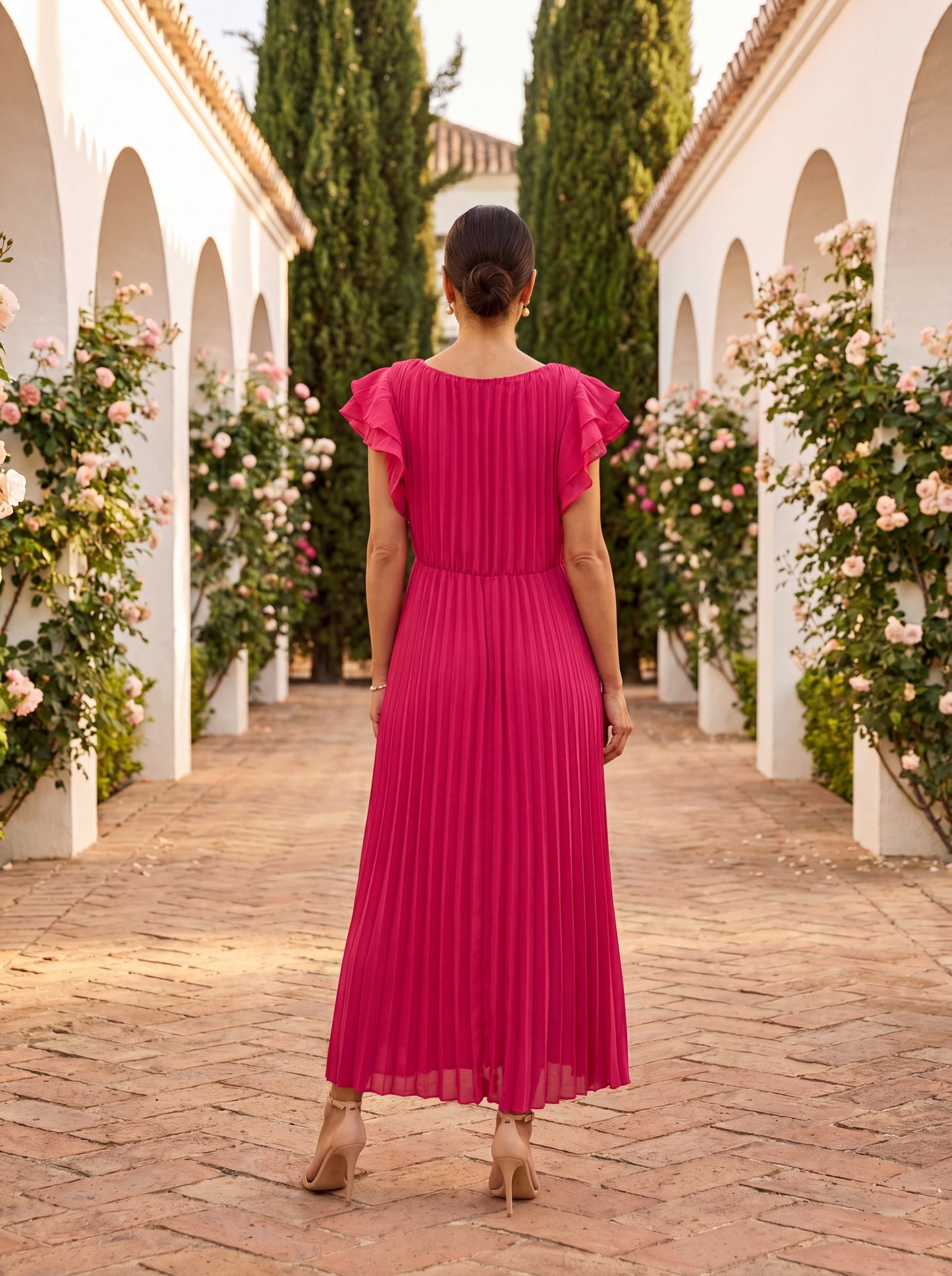 Serafina | Elegante Vestido Maxi Plisado con Cintura Anudada