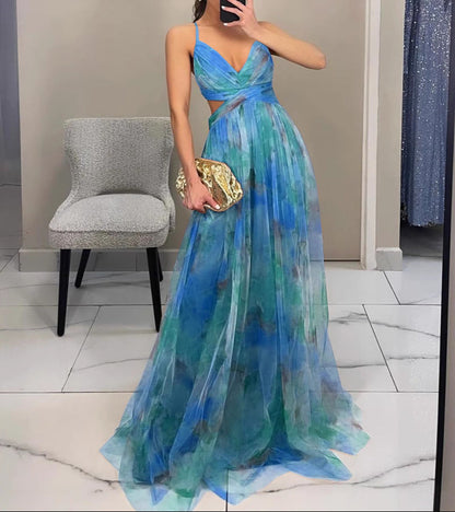 Vestido largo con estampado floral elegante
