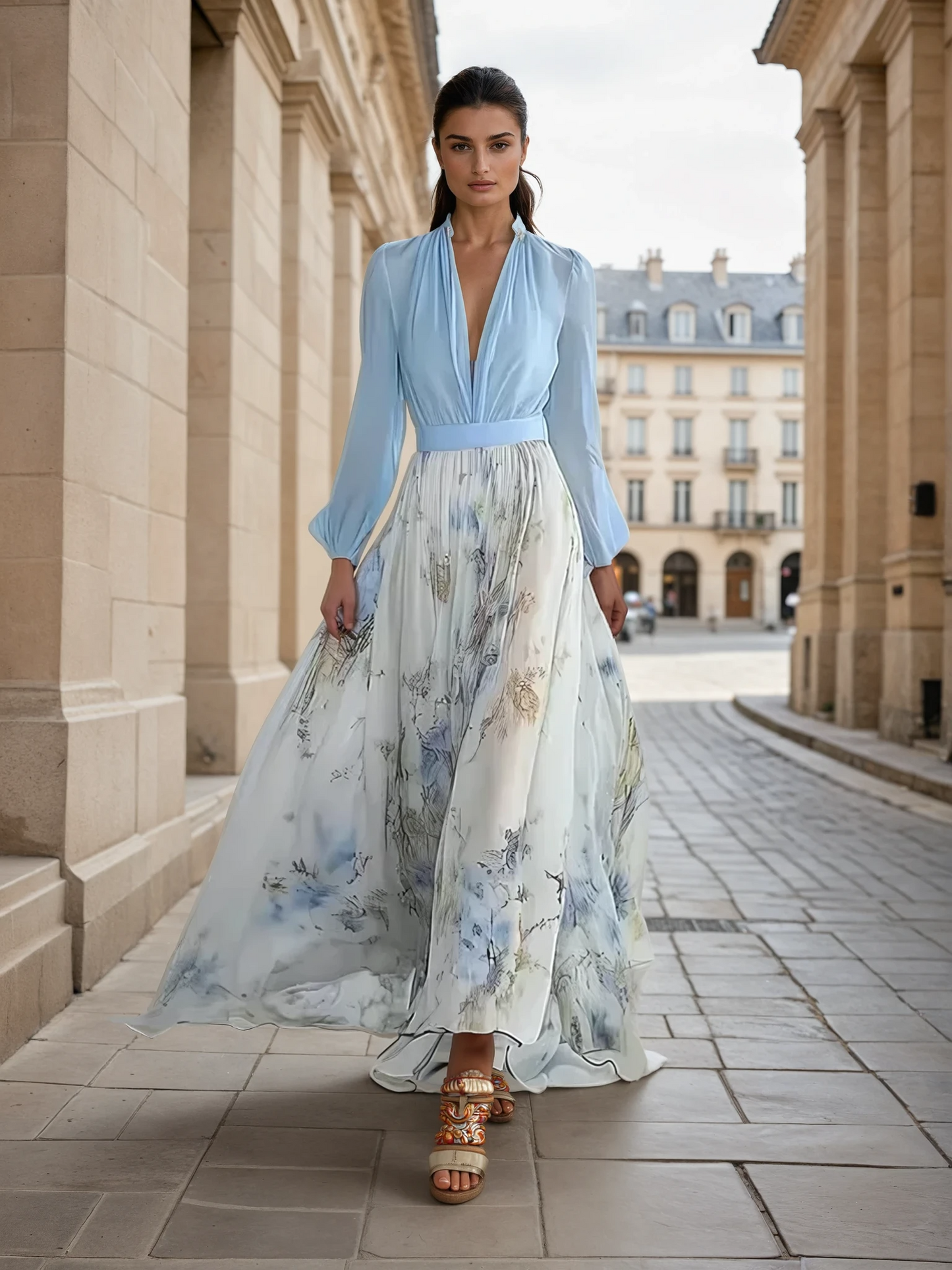 Luz™ | Elegante vestido largo con estampado floral