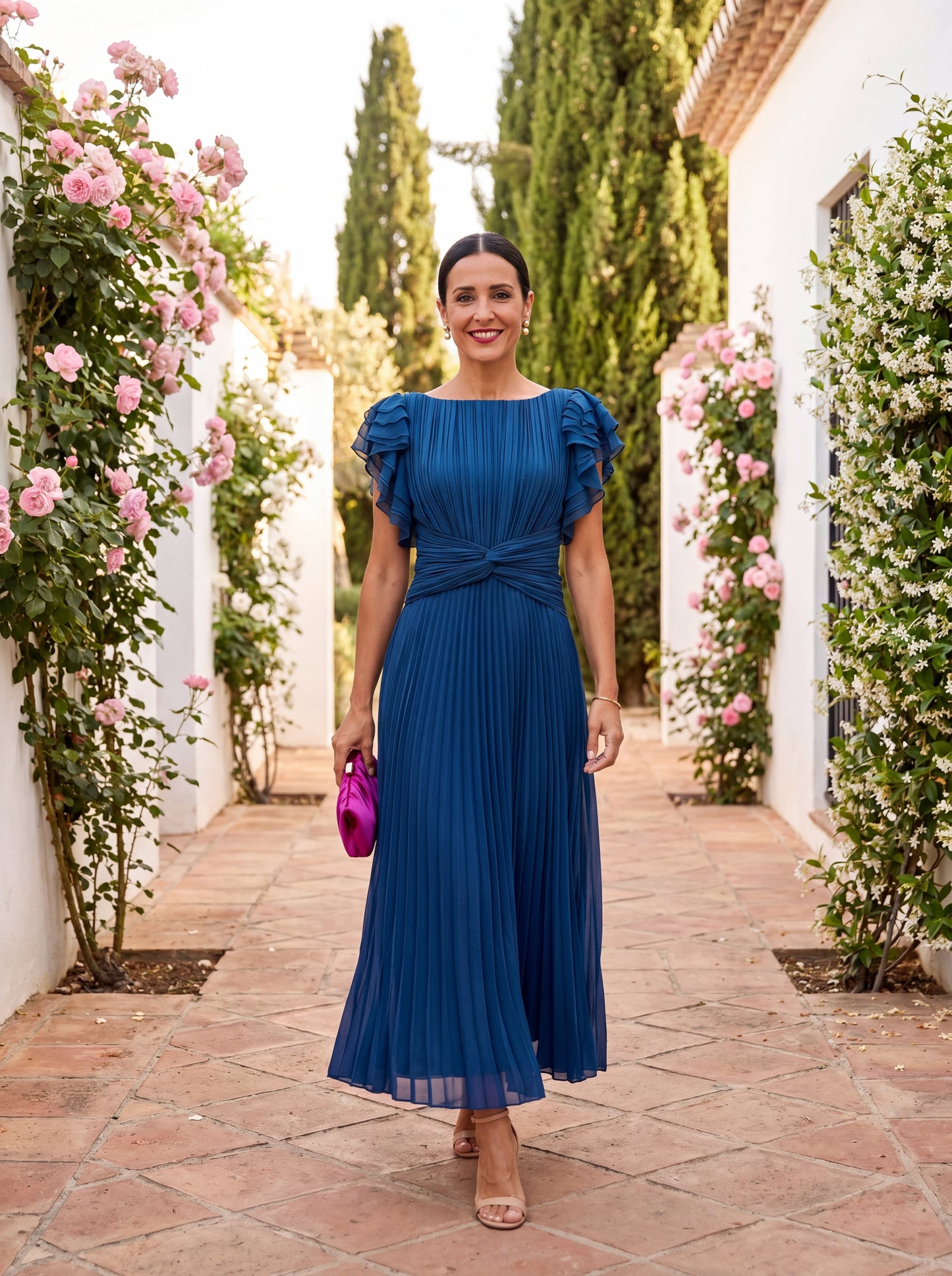 Serafina | Elegante Vestido Maxi Plisado con Cintura Anudada