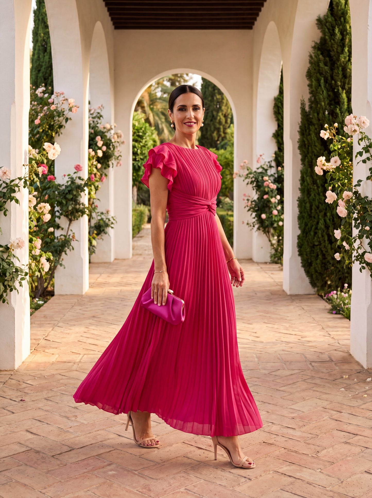Serafina | Elegante Vestido Maxi Plisado con Cintura Anudada