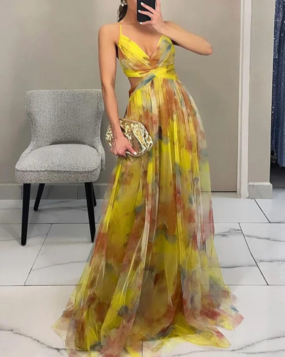 Vestido largo con estampado floral elegante