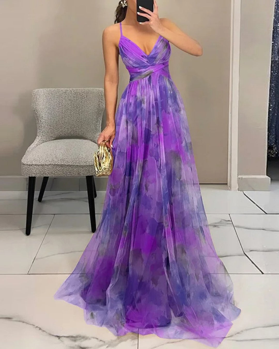 Vestido largo con estampado floral elegante