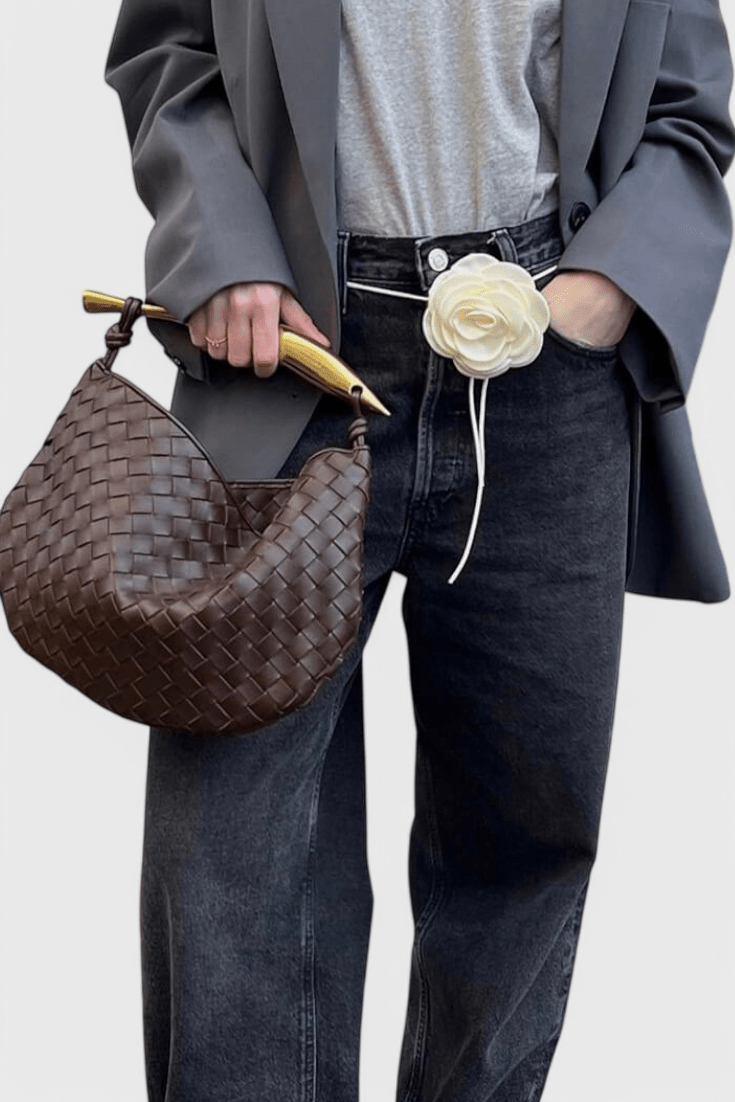 Bolso Gerda Woven con Asa de Oro