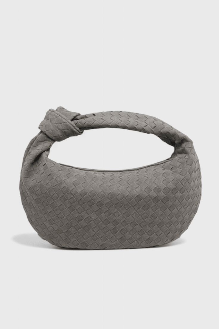 Bolso Tejido Mediano Lila con Detalle de Nudo