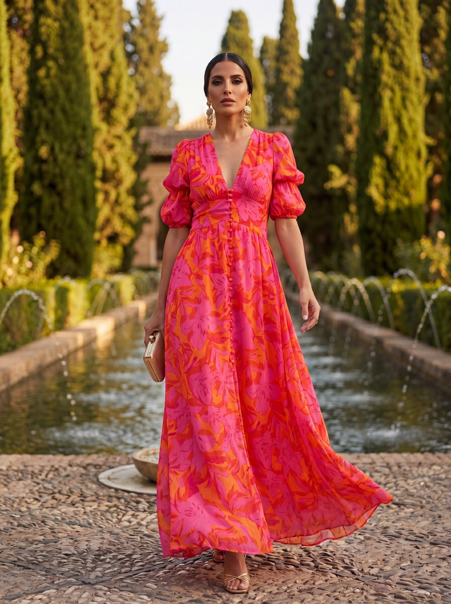 Vestido Olvera elegante con estampado