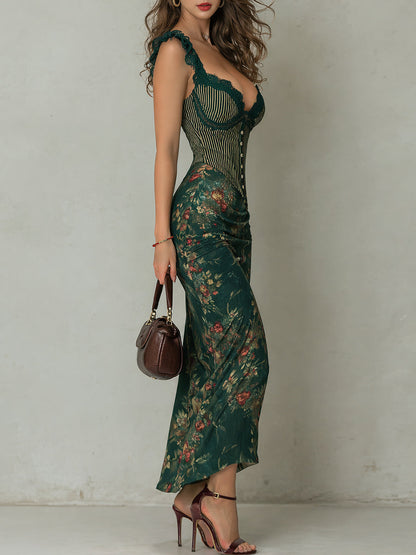 Giorgina - Vestido largo con estampado floral a rayar