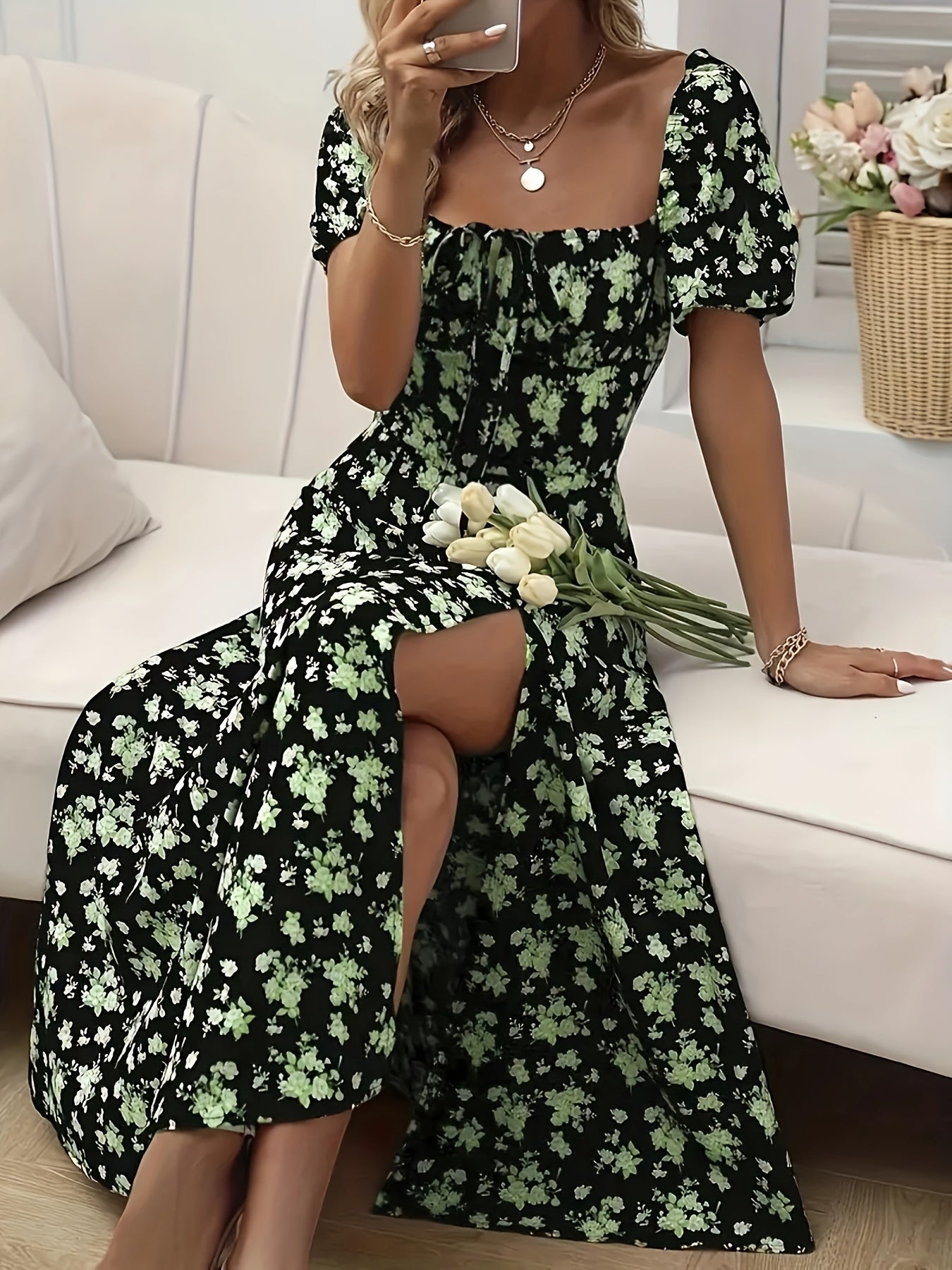 Vestido elegante con estampado floral