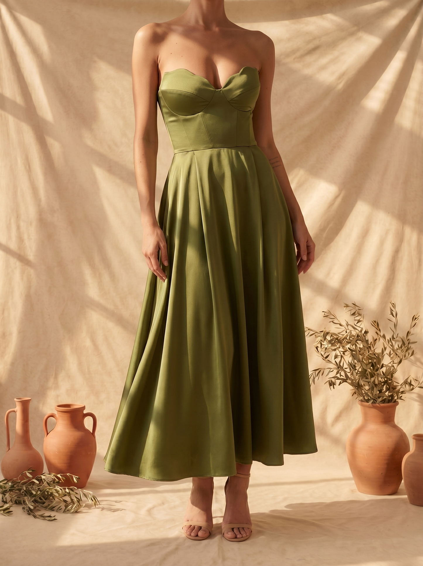 Liora | Vestido Midi Elegante Palabra de Honor