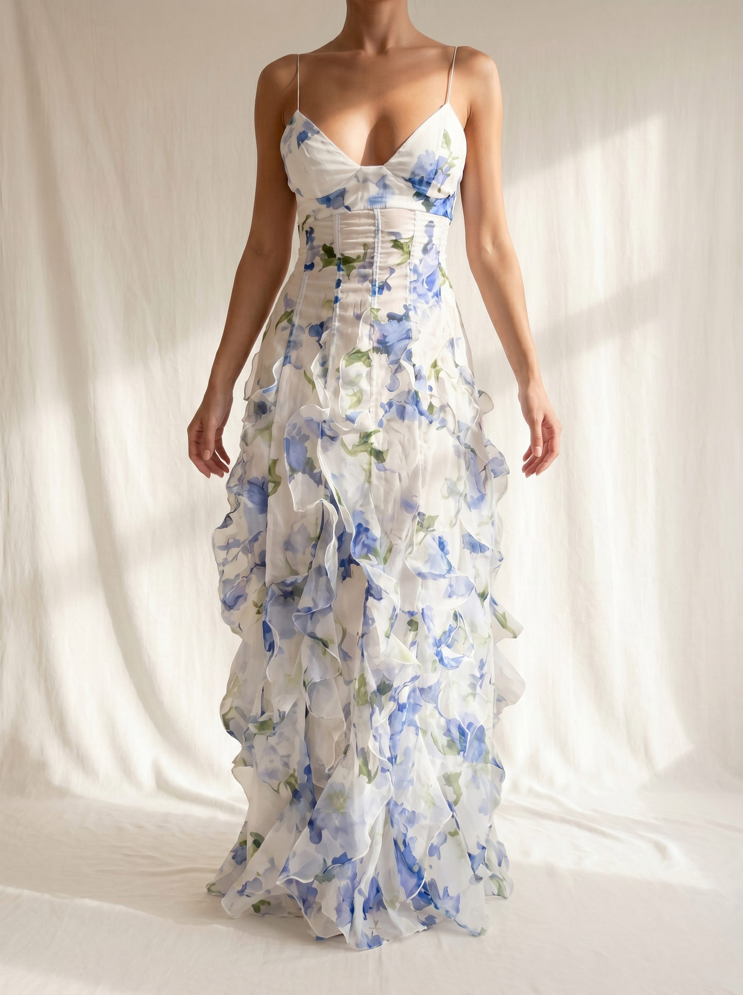 Nuria | Vestido Midi Floral con Volantes