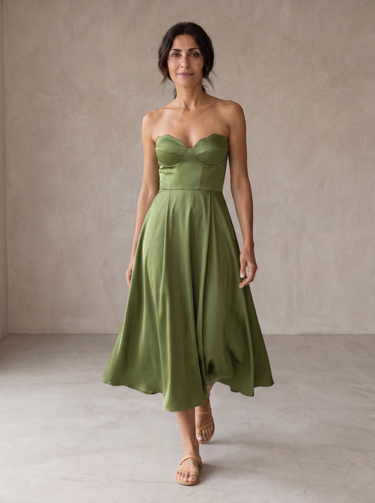 Liora | Vestido Midi Elegante Palabra de Honor