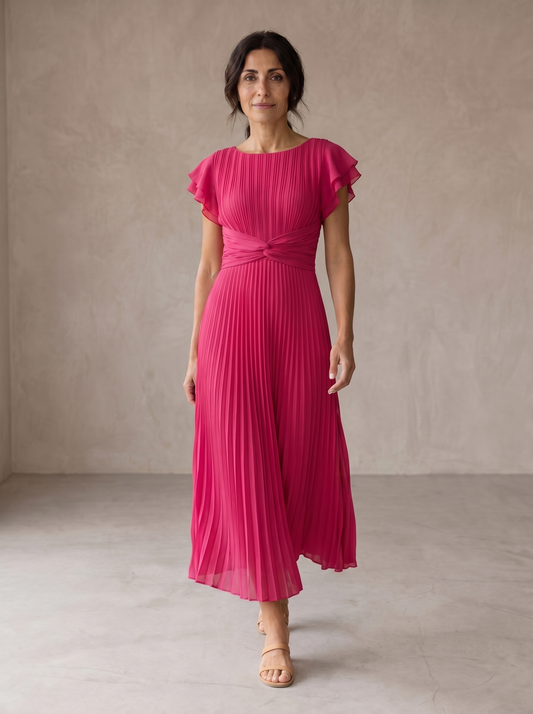 Serafina | Elegante Vestido Maxi Plisado con Cintura Anudada