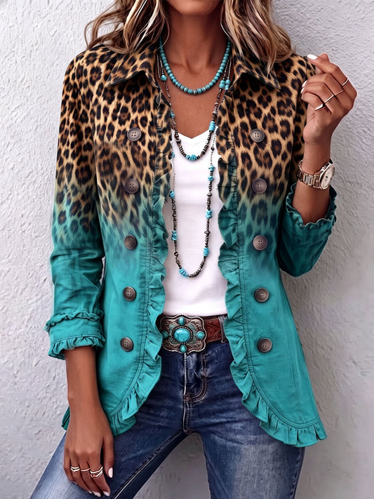 Cassandre | Blazer Estampado animal Degradado con Volantes
